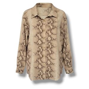 90s Bill Blass Jeans Women's Snake Print Shirt - large